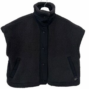 O'NEILL Black Sherpa Fleece Snap Front Cropped Vest size xs